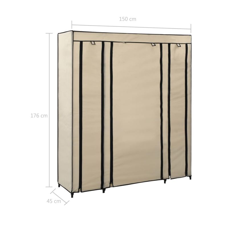 Casa si Gradina - Mobilier - Dulapuri si sifoniere - Sifoniere - Sifonier cu bare si compartimente, crem, 150x45x176 cm, textil - Infinity.ro