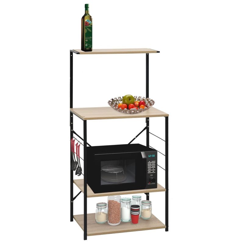 Casa si Gradina - Bucatarie si vesela - Organizare si depozitare bucatarie - Suporturi tacamuri si vase - Dulap cuptor microunde, negru/stejar 60x39,6x123 cm lemn prelucrat - Infinity.ro