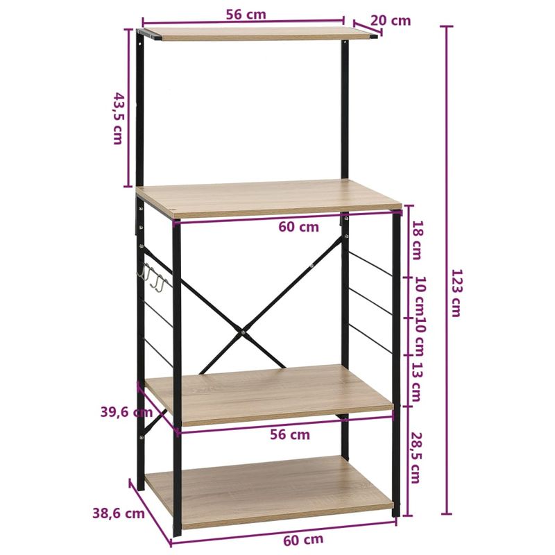 Casa si Gradina - Bucatarie si vesela - Organizare si depozitare bucatarie - Suporturi tacamuri si vase - Dulap cuptor microunde, negru/stejar 60x39,6x123 cm lemn prelucrat - Infinity.ro