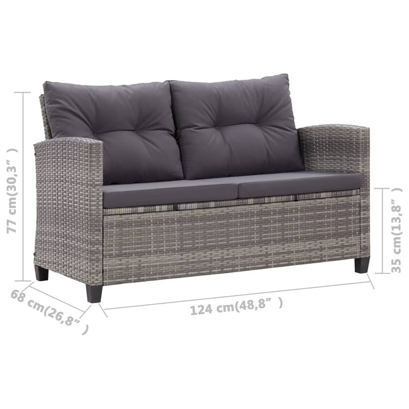 Casa si Gradina - Gradina si terasa - Mobilier exterior - Canapele si fotolii gradina - Canapea de gradina cu 2 locuri cu perne, gri, 124 cm, poliratan - Infinity.ro