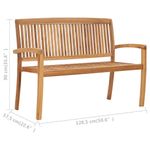 Casa si Gradina - Gradina si terasa - Mobilier exterior - Bancute de gradina - Banca gradina stivuibila, 2 locuri, 128,5 cm, lemn masiv de tec - Infinity.ro