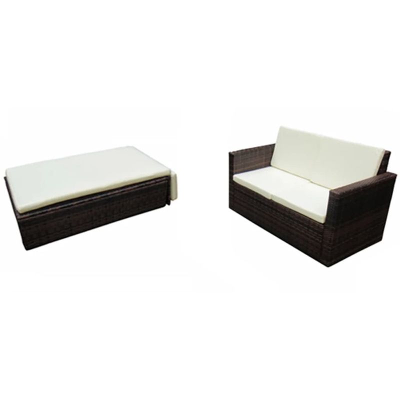 Casa si Gradina - Gradina si terasa - Mobilier exterior - Seturi mobila gradina - Set mobilier de gradina cu perne, 2 piese, maro, poliratan - Infinity.ro