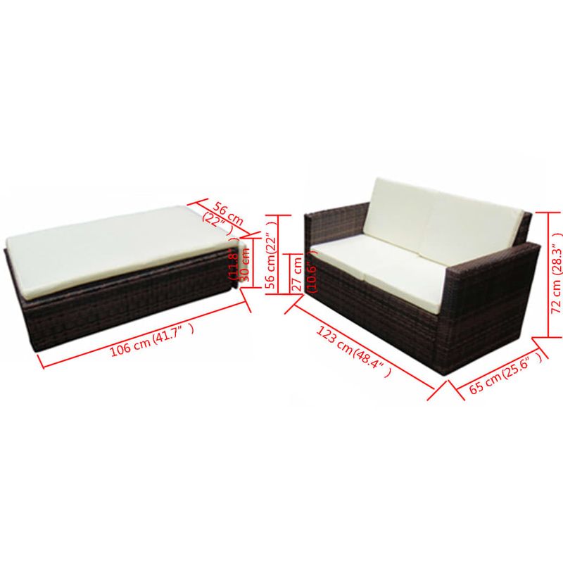 Casa si Gradina - Gradina si terasa - Mobilier exterior - Seturi mobila gradina - Set mobilier de gradina cu perne, 2 piese, maro, poliratan - Infinity.ro