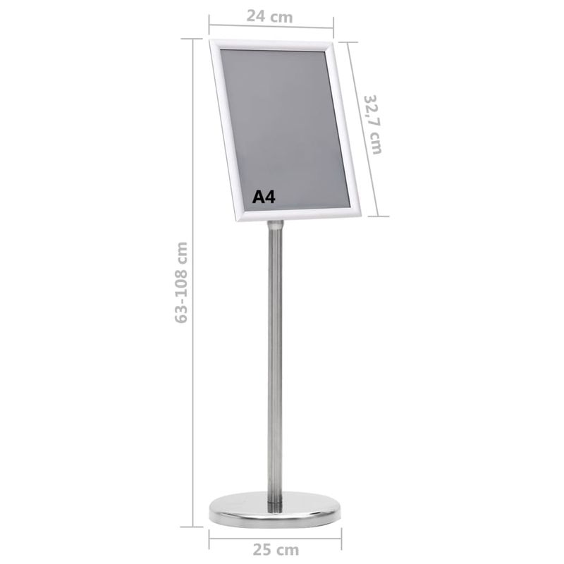 Carti si Birotica - Papetarie - Afise si stickere - Suport de afis A4 cu picior, argintiu, aliaj de aluminiu - Infinity.ro