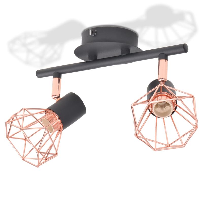 Casa si Gradina - Corpuri si surse de iluminat - Veioze si lampi - Lampadare - Lampa de plafon cu 2 spoturi E14, negru si bronz - Infinity.ro