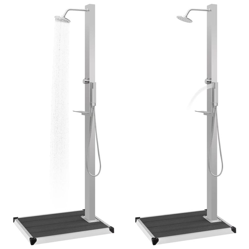 Casa si Gradina - Gradina si terasa - Piscine si accesorii - Accesorii piscine - Dus de gradina cu platforma, WPC și otel inoxidabil, gri - Infinity.ro