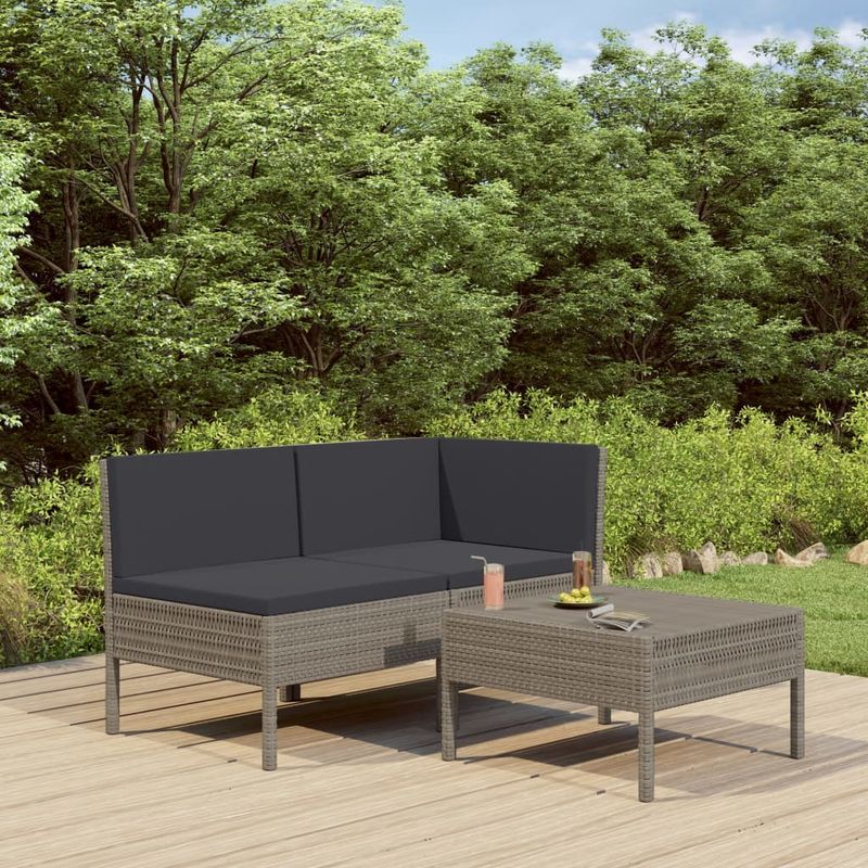 Casa si Gradina - Gradina si terasa - Mobilier exterior - Seturi mobila gradina - Set mobilier relaxare gradina cu perne, 3 piese, poliratan, număr de articole 1 - Infinity.ro