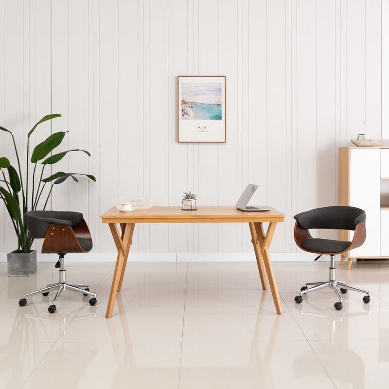 Casa si Gradina - Mobilier - Scaune si fotolii - Scaune - Scaun de birou pivotant, gri, lemn curbat si material textil - Infinity.ro