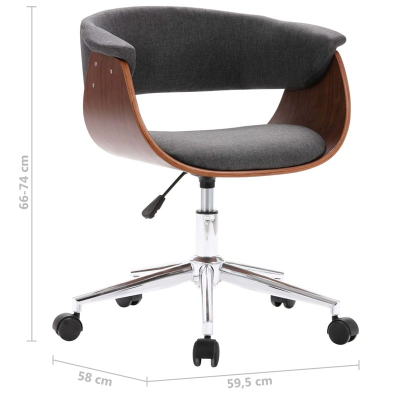 Casa si Gradina - Mobilier - Scaune si fotolii - Scaune - Scaun de birou pivotant, gri, lemn curbat si material textil - Infinity.ro
