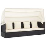 Casa si Gradina - Gradina si terasa - Mobilier exterior - Scaune si sezlonguri gradina - Pat sezlong de gradina cu acoperis, negru, poliratan - Infinity.ro