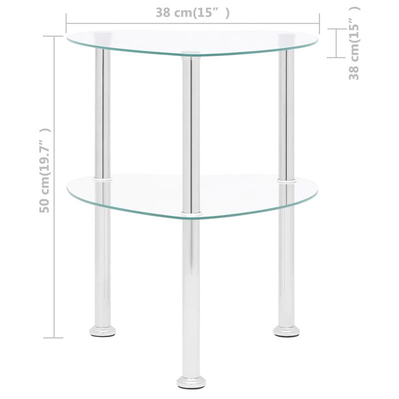 Casa si Gradina/Mobilier/Mese si birouri/Mese living - Masa laterala, 2 niveluri, 38x38x50 cm, sticla securizata - Infinity.ro