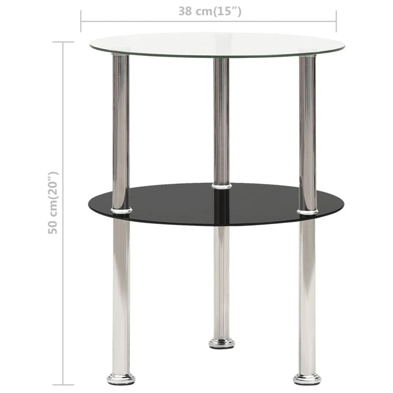 Casa si Gradina - Mobilier - Mese si birouri - Mese living - Masa laterala 2 niv. transparent/negru 38 cm sticla securizata, transparent și negru - Infinity.ro