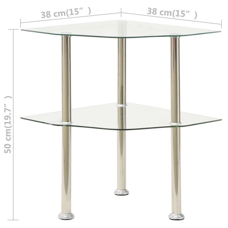 Casa si Gradina - Mobilier - Mese si birouri - Mese living - Masa laterala, 2 niveluri, transparent, 38x38x50 cm, sticla - Infinity.ro