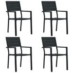 Casa si Gradina - Gradina si terasa - Mobilier exterior - Scaune si sezlonguri gradina - Scaune de gradina, 4 buc., negru, HDPE, aspect lemn - Infinity.ro