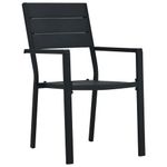 Casa si Gradina - Gradina si terasa - Mobilier exterior - Scaune si sezlonguri gradina - Scaune de gradina, 4 buc., negru, HDPE, aspect lemn - Infinity.ro