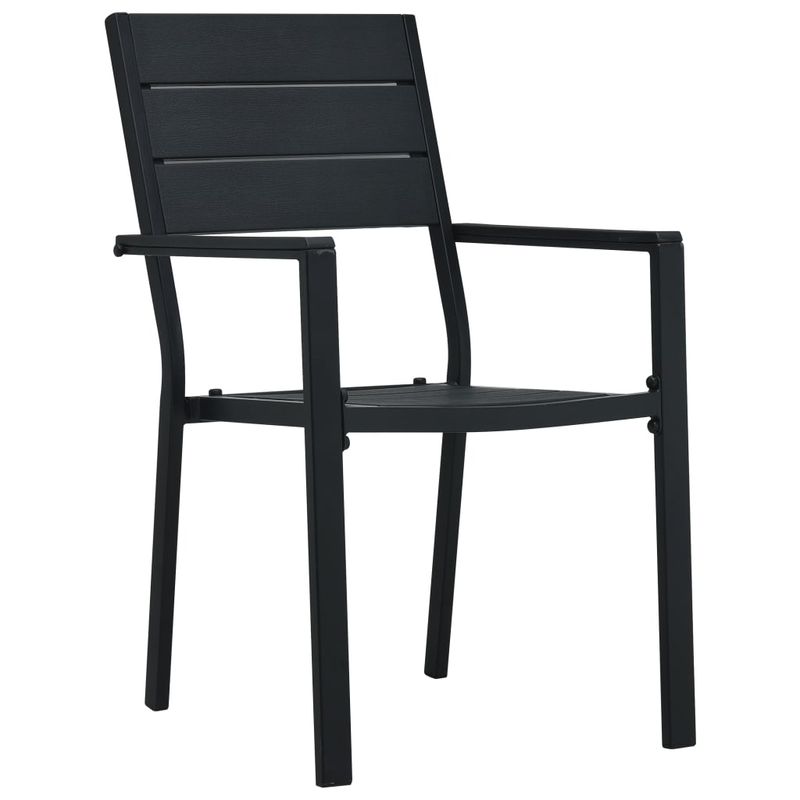 Casa si Gradina - Gradina si terasa - Mobilier exterior - Scaune si sezlonguri gradina - Scaune de gradina, 4 buc., negru, HDPE, aspect lemn - Infinity.ro