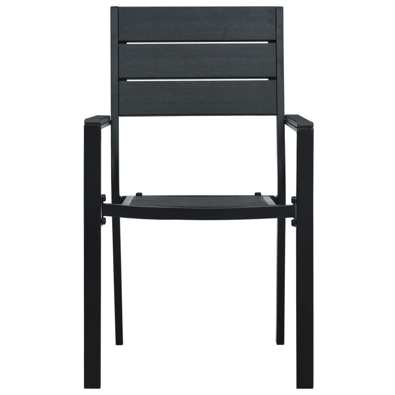 Casa si Gradina - Gradina si terasa - Mobilier exterior - Scaune si sezlonguri gradina - Scaune de gradina, 4 buc., negru, HDPE, aspect lemn - Infinity.ro