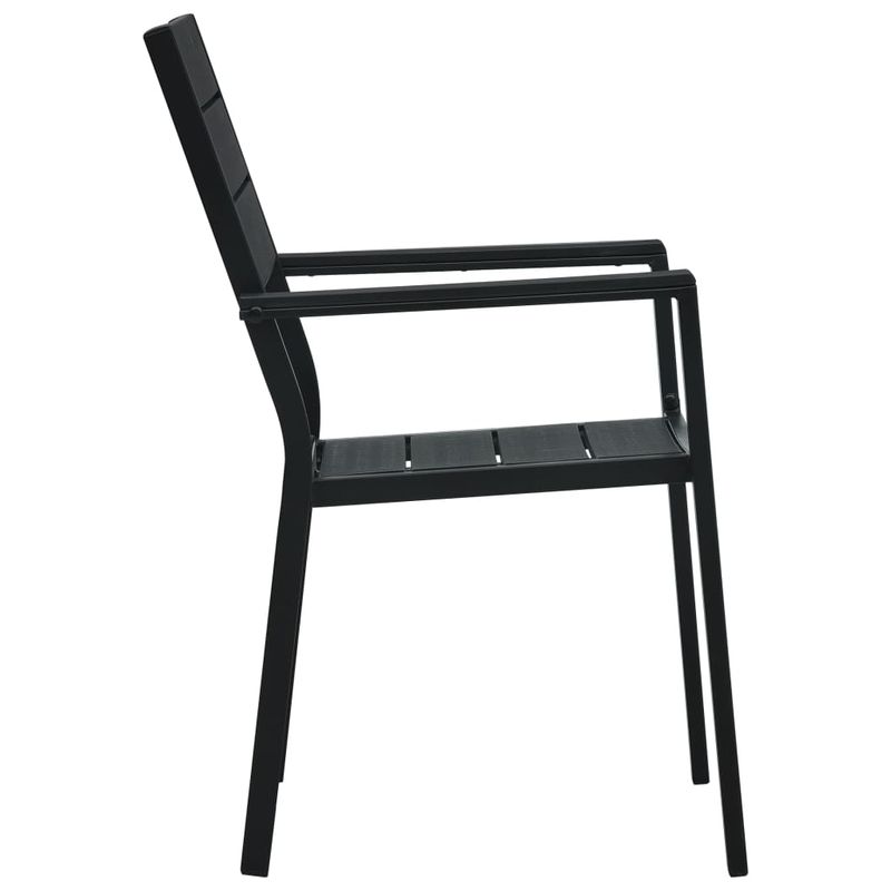Casa si Gradina - Gradina si terasa - Mobilier exterior - Scaune si sezlonguri gradina - Scaune de gradina, 4 buc., negru, HDPE, aspect lemn - Infinity.ro