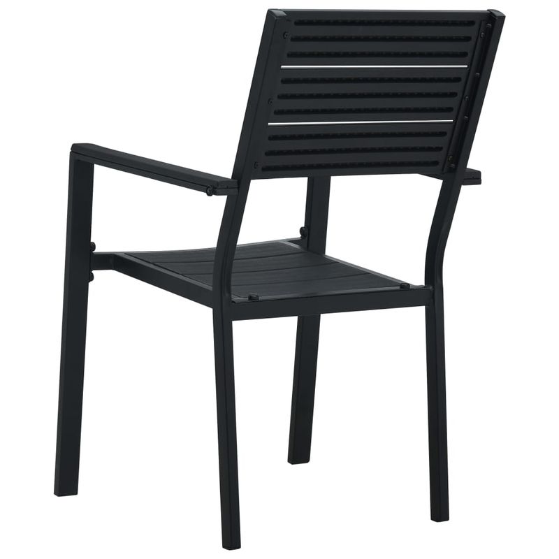 Casa si Gradina - Gradina si terasa - Mobilier exterior - Scaune si sezlonguri gradina - Scaune de gradina, 4 buc., negru, HDPE, aspect lemn - Infinity.ro