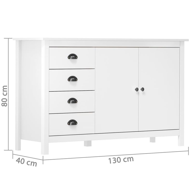 Casa si Gradina - Mobilier - Comode si corpuri - Comode - Servanta Hill, alb, 130x40x80 cm, lemn masiv de pin - Infinity.ro