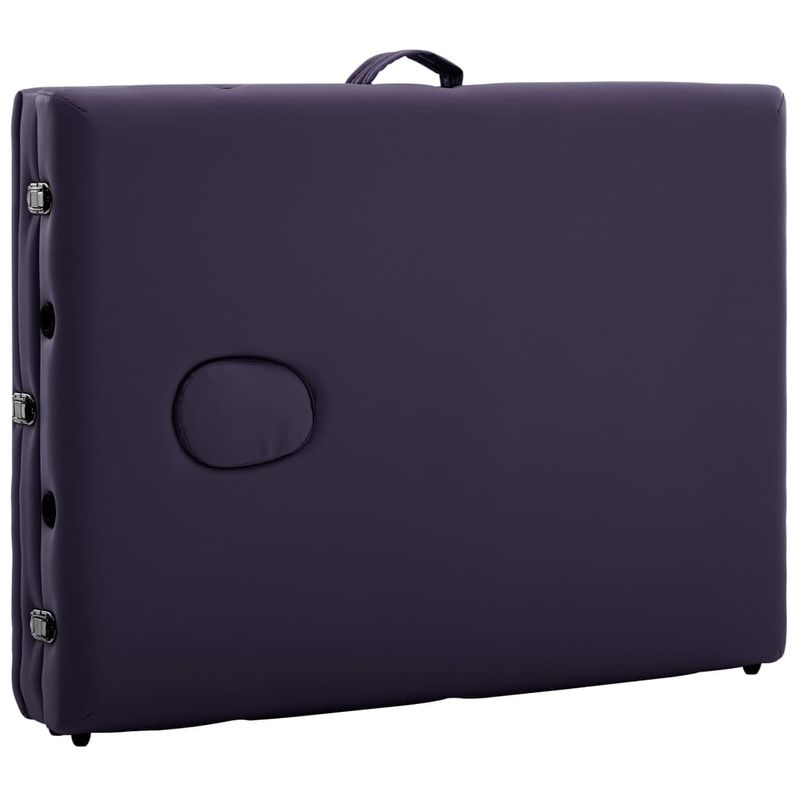 Ingrijire personala si Cosmetice - Sanatate si wellness - Articole wellness - Fotolii de masaj - Masa de masaj pliabila, 3 zone, violet, lemn - Infinity.ro