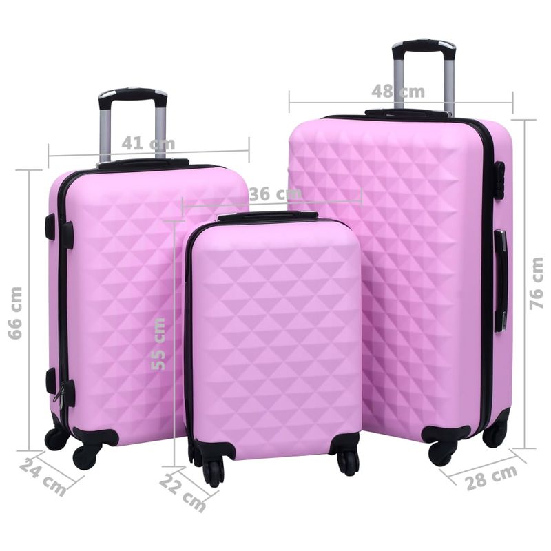Sport si Outdoor - Articole de voiaj - Genti voiaj - Set valiza carcasa rigida, 3 piese, roz, ABS - Infinity.ro