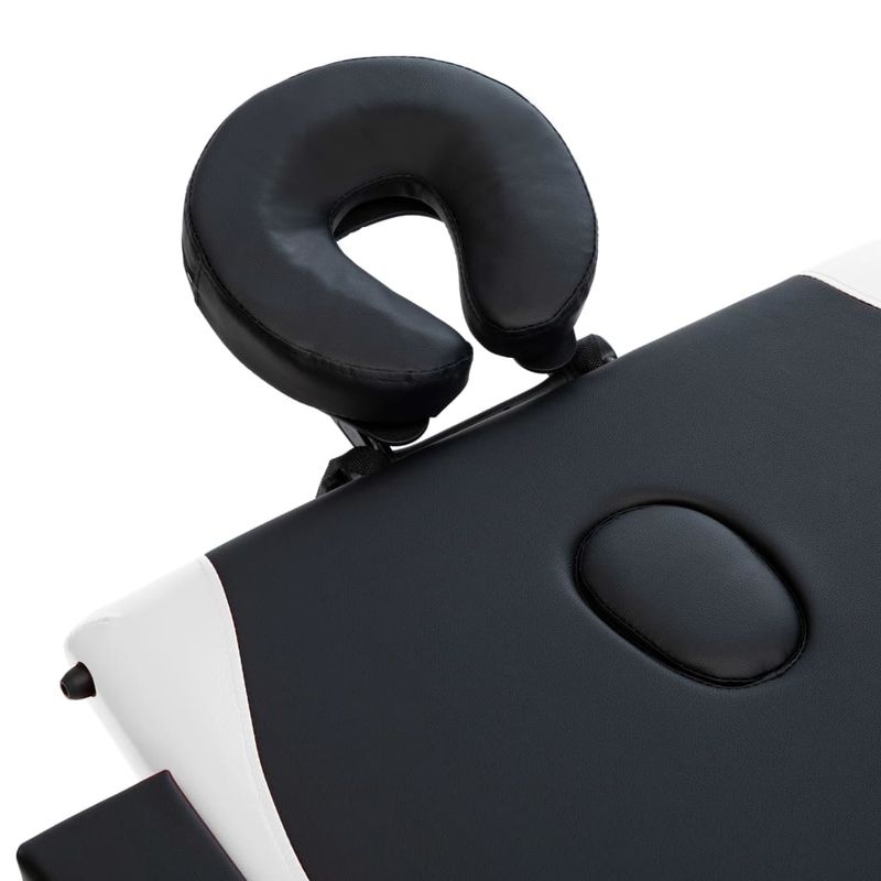 Ingrijire personala si Cosmetice - Sanatate si wellness - Articole wellness - Fotolii de masaj - Masa de masaj pliabila, 3 zone, negru si alb, lemn - Infinity.ro