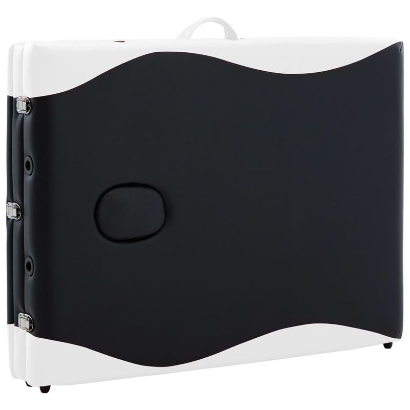 Ingrijire personala si Cosmetice - Sanatate si wellness - Articole wellness - Fotolii de masaj - Masa de masaj pliabila, 3 zone, negru si alb, lemn - Infinity.ro