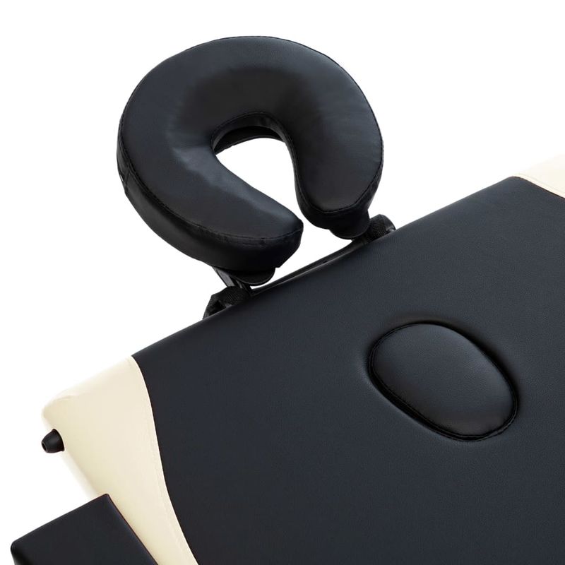 Ingrijire personala si Cosmetice - Sanatate si wellness - Articole wellness - Fotolii de masaj - Masa de masaj pliabila, 3 zone, negru si bej, lemn - Infinity.ro