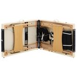 Ingrijire personala si Cosmetice - Sanatate si wellness - Articole wellness - Fotolii de masaj - Masa de masaj pliabila, 3 zone, negru si bej, lemn - Infinity.ro