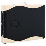 Ingrijire personala si Cosmetice - Sanatate si wellness - Articole wellness - Fotolii de masaj - Masa de masaj pliabila, 3 zone, negru si bej, lemn - Infinity.ro