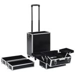 Ingrijire personala si Cosmetice - Machiaj - Portfarduri si genti cosmetice - Troler de cosmetice, model cu crocodil, negru, aluminiu - Infinity.ro