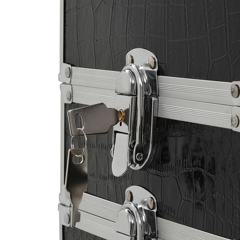 Ingrijire personala si Cosmetice - Machiaj - Portfarduri si genti cosmetice - Troler de cosmetice, model cu crocodil, negru, aluminiu - Infinity.ro