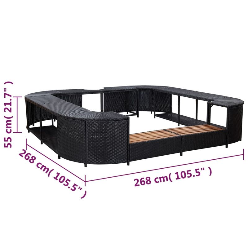 Casa si Gradina - Gradina si terasa - Mobilier exterior - Seturi mobila gradina - Mobilier imprejmuire spa negru 268x268x55 cm poliratan patrat - Infinity.ro