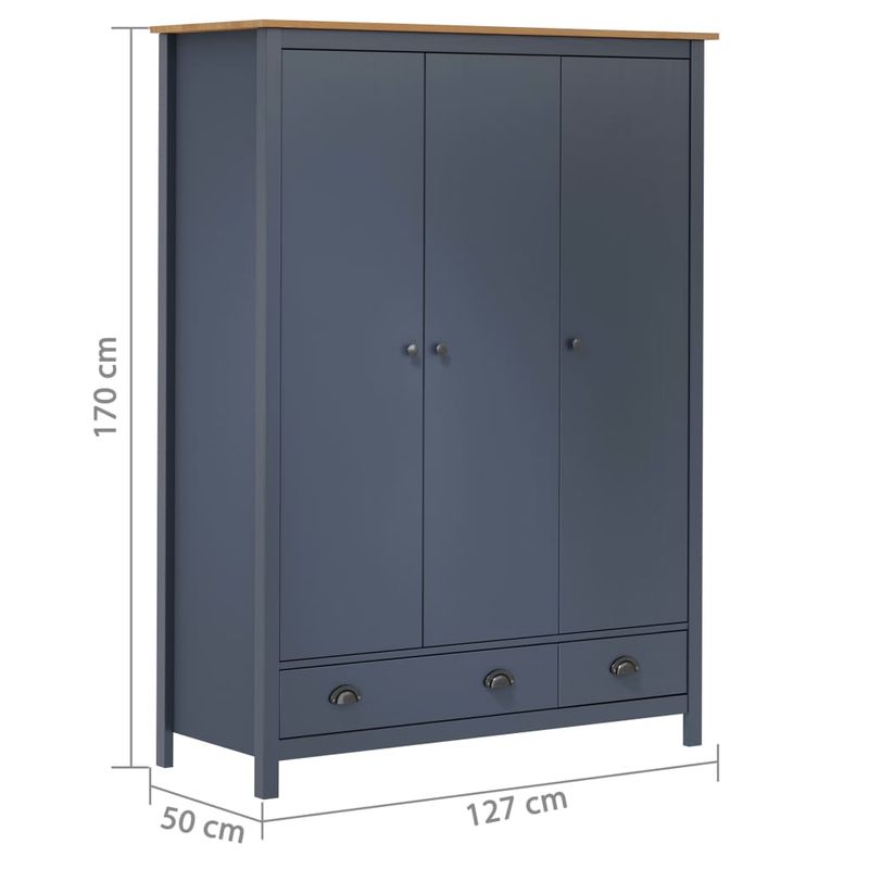 Casa si Gradina - Mobilier - Dulapuri si sifoniere - Sifoniere - Sifonier cu 3 usi Hill,, gri, 127x50x170 cm, lemn masiv pin - Infinity.ro