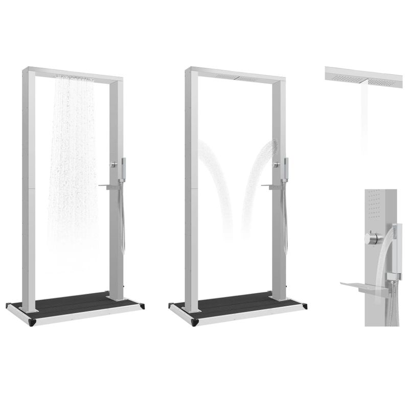 Casa si Gradina - Gradina si terasa - Piscine si accesorii - Accesorii piscine - Dus de exterior cu tavita, WPC și otel inoxidabil, gri - Infinity.ro