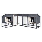 Petshop - Accesorii petshop - Culcusuri si custi - Custi interior si exterior - Cusca de iepuri exterior, spatiu de joaca, gri/alb, lemn de brad - Infinity.ro