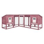 Petshop - Accesorii petshop - Culcusuri si custi - Custi interior si exterior - Cusca de iepuri exterior, spatiu de joaca, cafeniu/alb, lemn brad - Infinity.ro