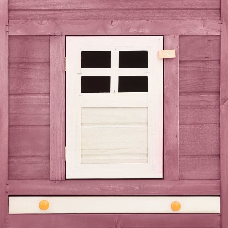 Petshop - Accesorii petshop - Culcusuri si custi - Custi interior si exterior - Cusca de iepuri exterior, spatiu de joaca, cafeniu/alb, lemn brad - Infinity.ro