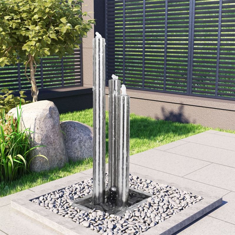 Casa si Gradina - Gradina si terasa - Decoratiuni exterior - Ornamente gradina - Fantana de gradina, argintiu, 48x34x123 cm, otel inoxidabil - Infinity.ro