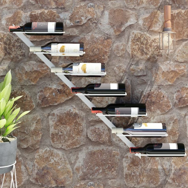 Casa si Gradina - Bucatarie si vesela - Accesorii bar - Suporturi bauturi - Suport sticle de vin de perete pentru , de perete, 7 sticle, alb, metal - Infinity.ro