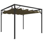 Casa si Gradina - Gradina si terasa - Umbrele si pavilioane - Pavilioane - Foisor de gradina cu acoperis baldachin retractabil, acoperis retractabil gri taupe 3x3 m 180 g/m² - Infinity.ro