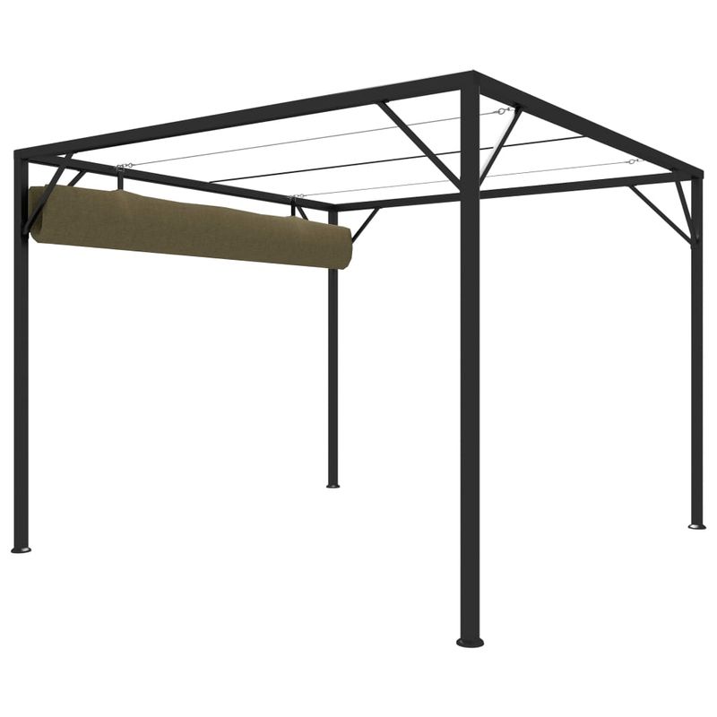 Casa si Gradina - Gradina si terasa - Umbrele si pavilioane - Pavilioane - Foisor de gradina cu acoperis baldachin retractabil, acoperis retractabil gri taupe 3x3 m 180 g/m² - Infinity.ro