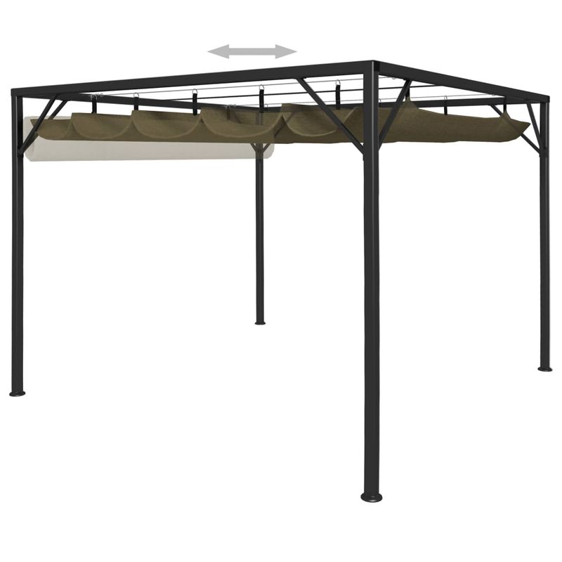 Casa si Gradina - Gradina si terasa - Umbrele si pavilioane - Pavilioane - Foisor de gradina cu acoperis baldachin retractabil, acoperis retractabil gri taupe 3x3 m 180 g/m² - Infinity.ro