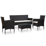 Casa si Gradina - Gradina si terasa - Mobilier exterior - Seturi mobila gradina - Set mobilier de gradina cu perne, 4 piese, negru, poliratan - Infinity.ro