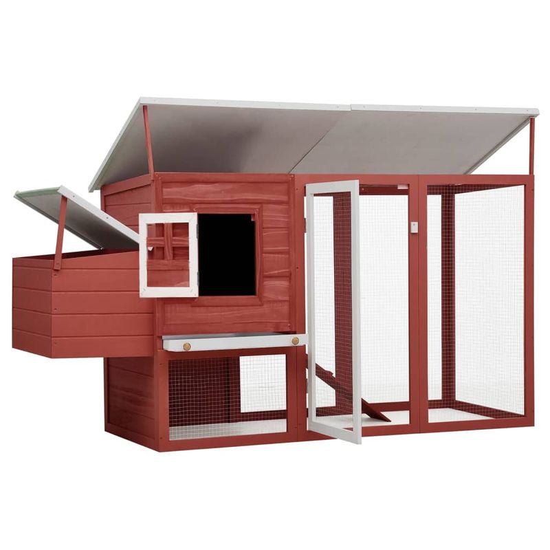 Petshop - Accesorii petshop - Culcusuri si custi - Custi interior si exterior - Cotet de pasari pentru exterior adapost gaini cu , casa gaini cu 1 cuibar, rosu, lemn - Infinity.ro