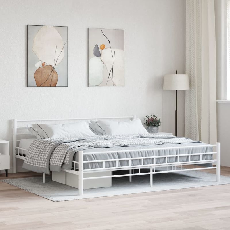 Casa si Gradina - Mobilier - Paturi si accesorii - Paturi - Cadru de pat, alb, 200 x 200 cm, metal - Infinity.ro