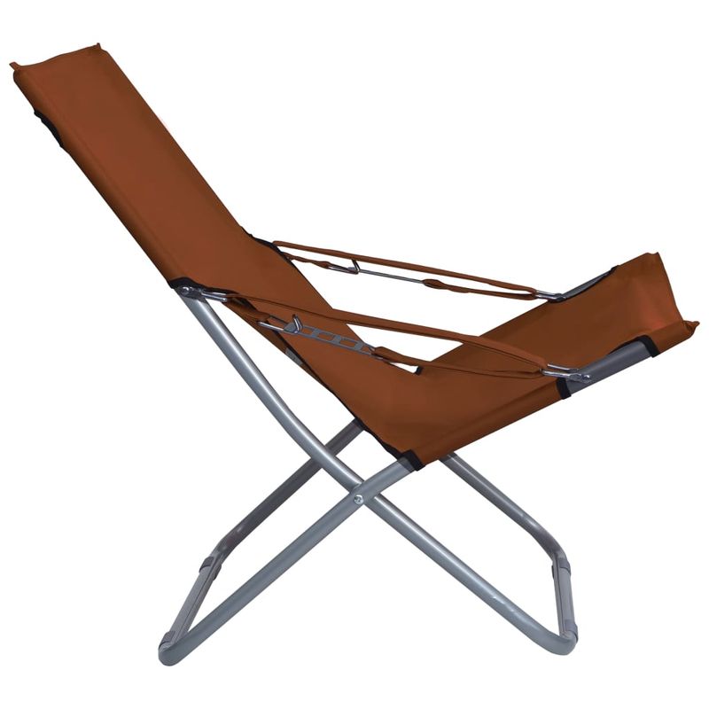 Casa si Gradina - Gradina si terasa - Mobilier exterior - Scaune si sezlonguri gradina - Scaune de plaja pliante, 2 buc., maro, material textil - Infinity.ro