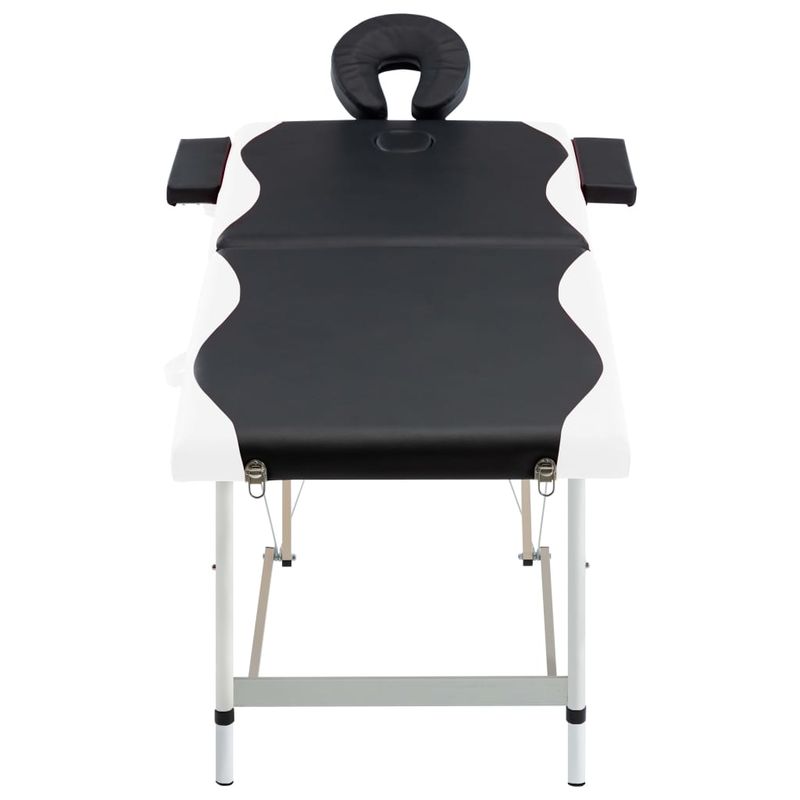 Ingrijire personala si Cosmetice - Sanatate si wellness - Articole wellness - Fotolii de masaj - Masa de masaj pliabila, 2 zone, negru si alb, aluminiu - Infinity.ro