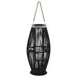 Casa si Gradina - Decoratiuni - Aromaterapie si lumanari - Suporturi lumanari - Suport de lumanari suspendat tip felinar, negru, 60 cm, bambus - Infinity.ro